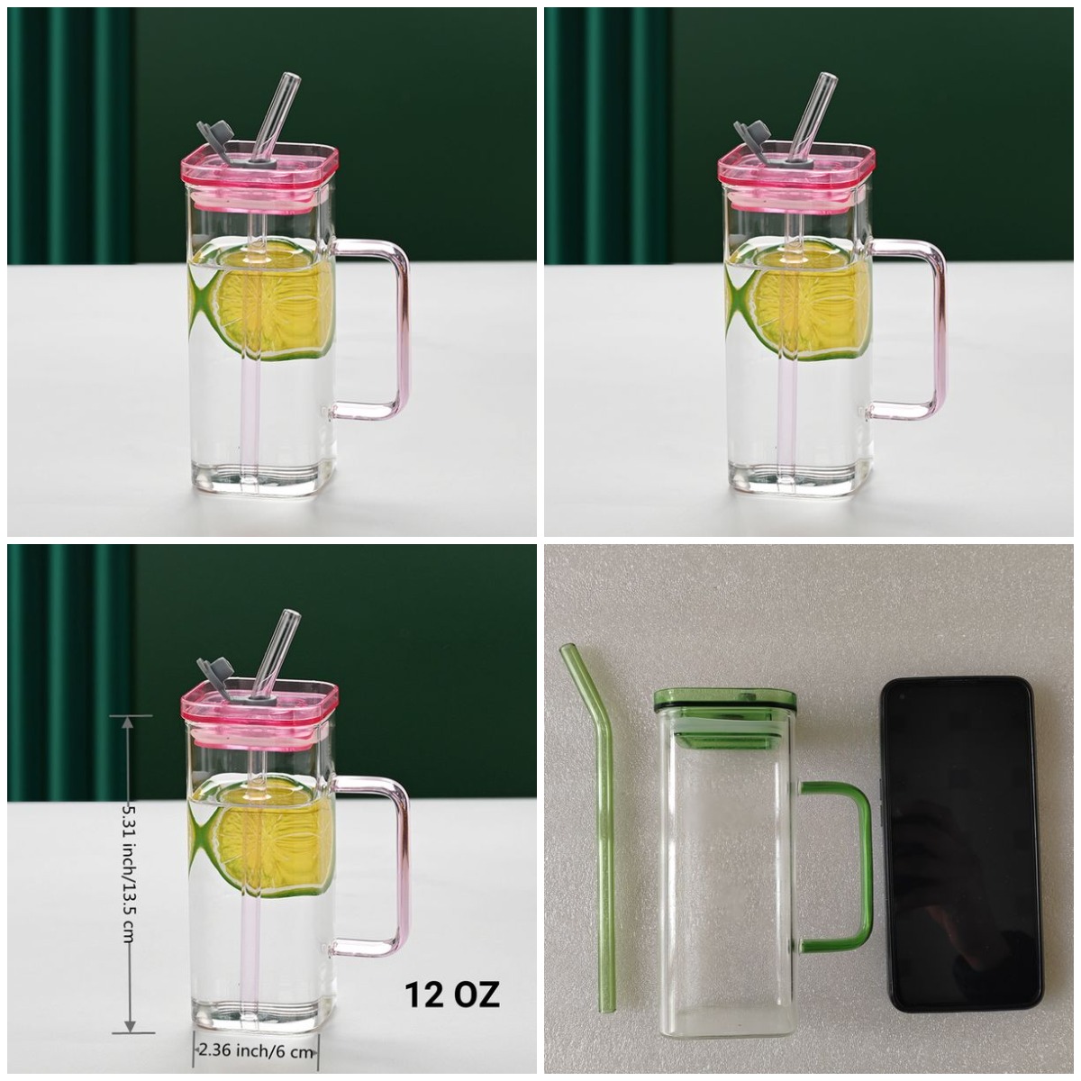 Coffee Tea & Jane - 1 Pcs Pink Glass Cup, 6