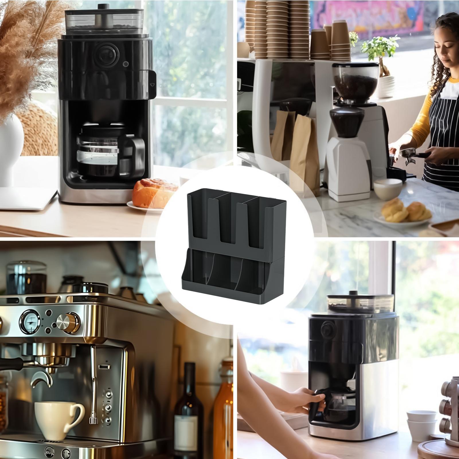 Tea Coffee Set Up - Coffee Organizer Station 6-Compartment Wall Mount