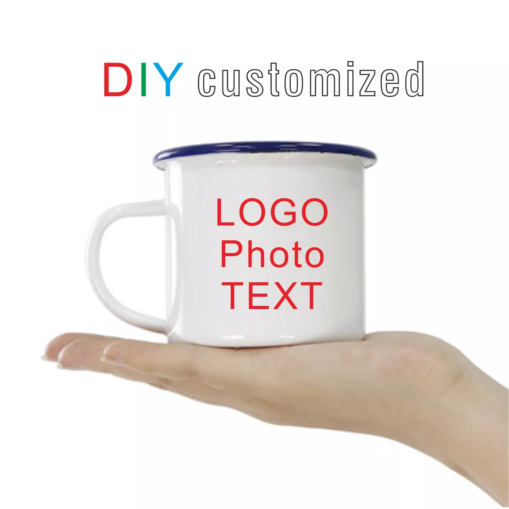 Coffee Tea Name - Personalized Enamel Coffee Mug, DIY LOGO