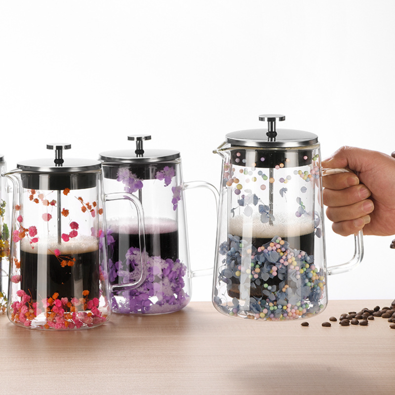 Dried Flower Double Glass Pres - French Press Glass 评论和价格