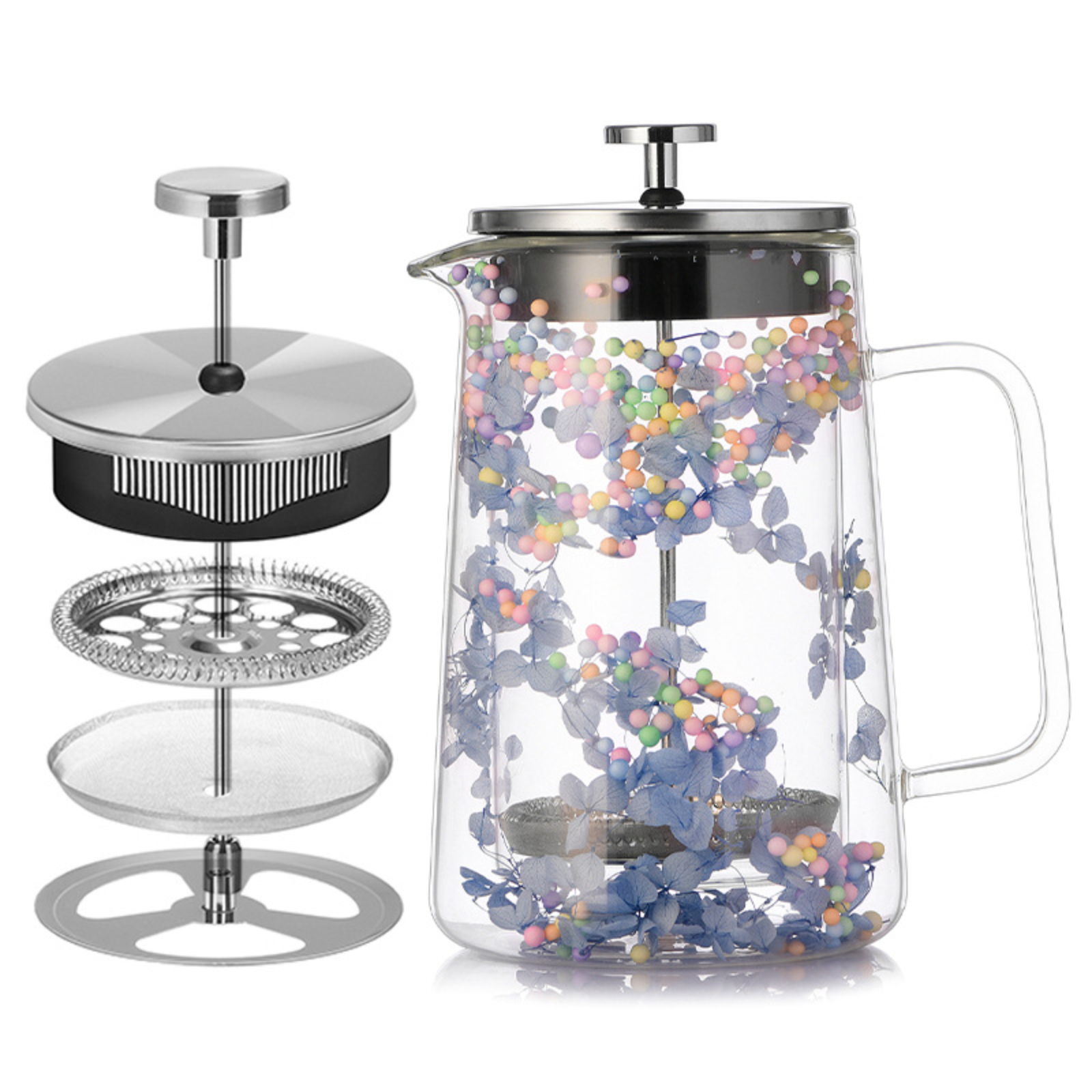 Dried Flower Double Glass Pres - French Press Glass 评论和价格