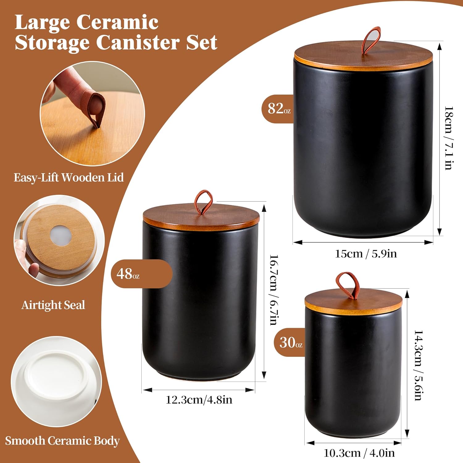Ceramic Canister Set (30 oz, 4 - Coffee Tea And Sugar Set 评论和价格