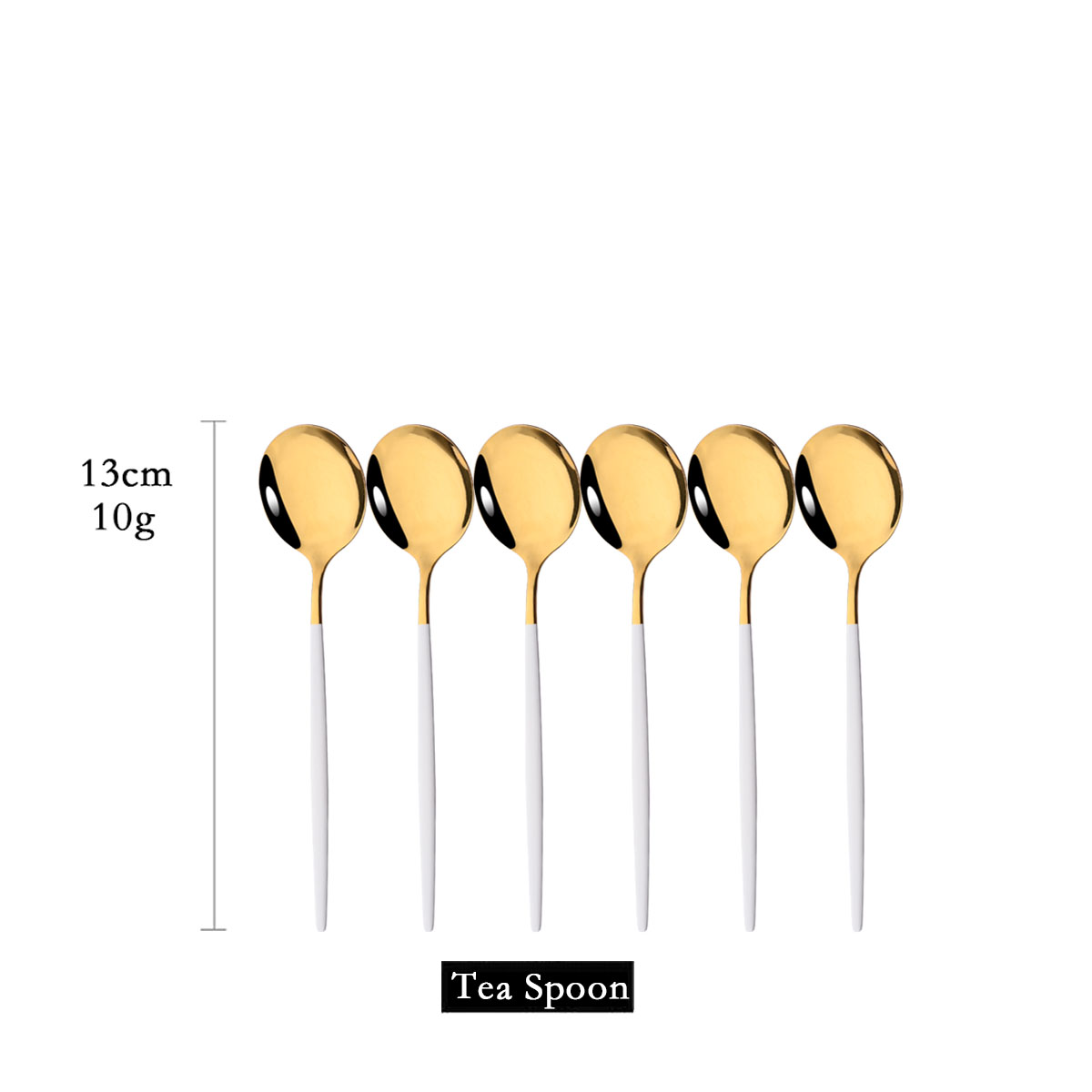 6Pcs Mirror White Gold Tea Spo - Coffee Tea And Sugar Set 评论和价格