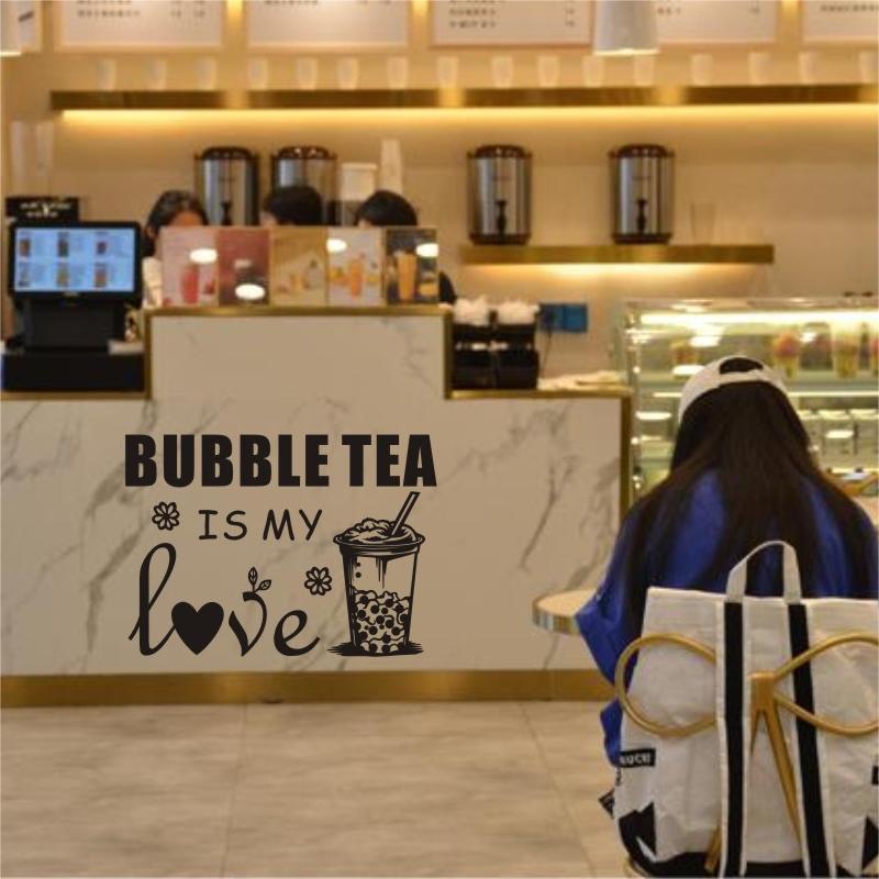 Milk Tea Shop Wall Sicker Bubb - Coffee Tea Break 评论和价格