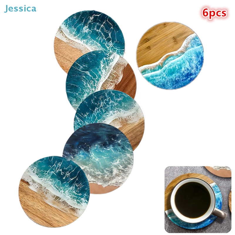 ♥Ocean Wave & Wood Grain Coast - Coffee Tea And Sugar Set 评论和价格