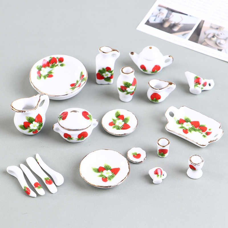 1 Set 1:12 Miniature Doll Hous - Coffee Tea And Sugar Set 评论和价格