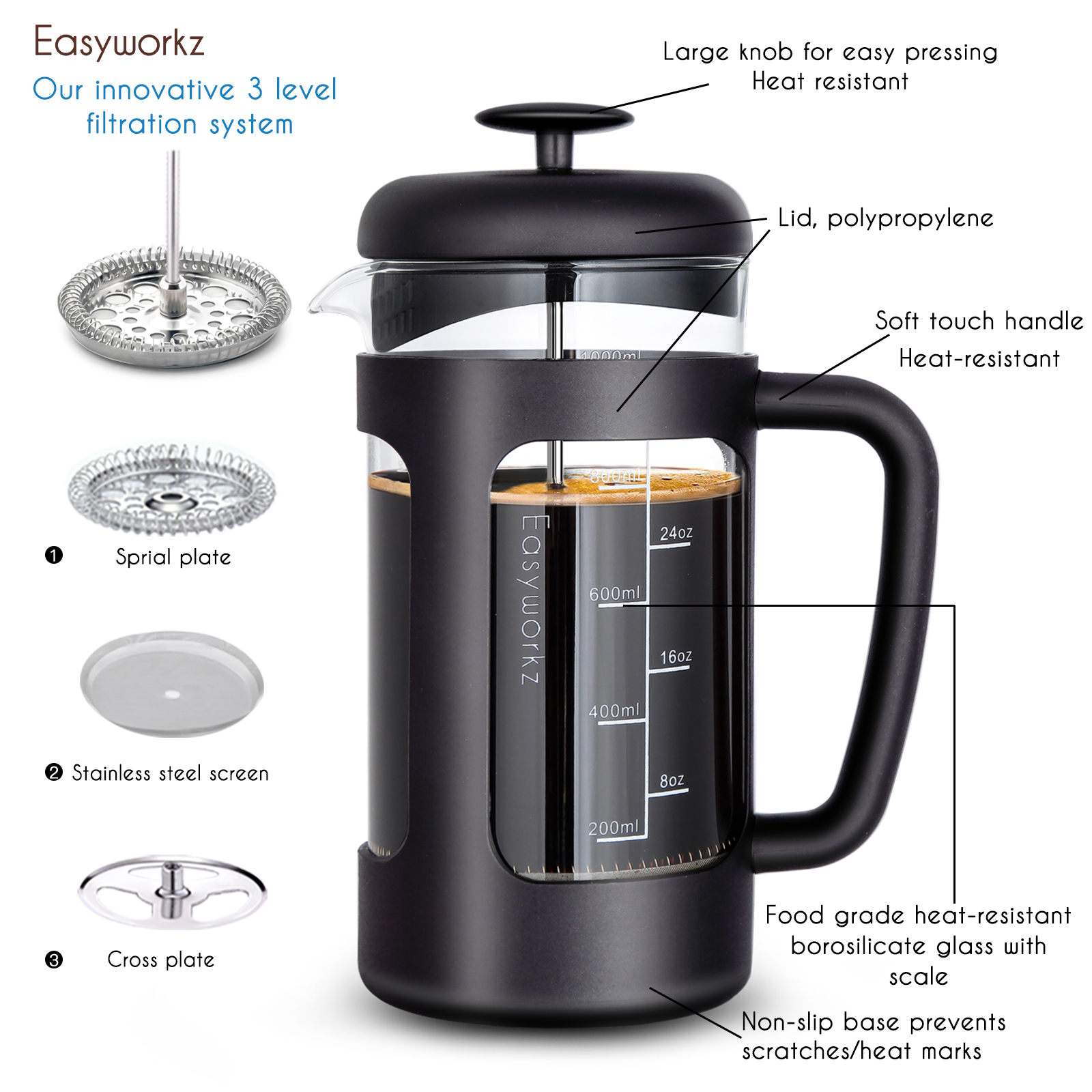 Easyworkz French Press  Coffee - French Press Glass 评论和价格