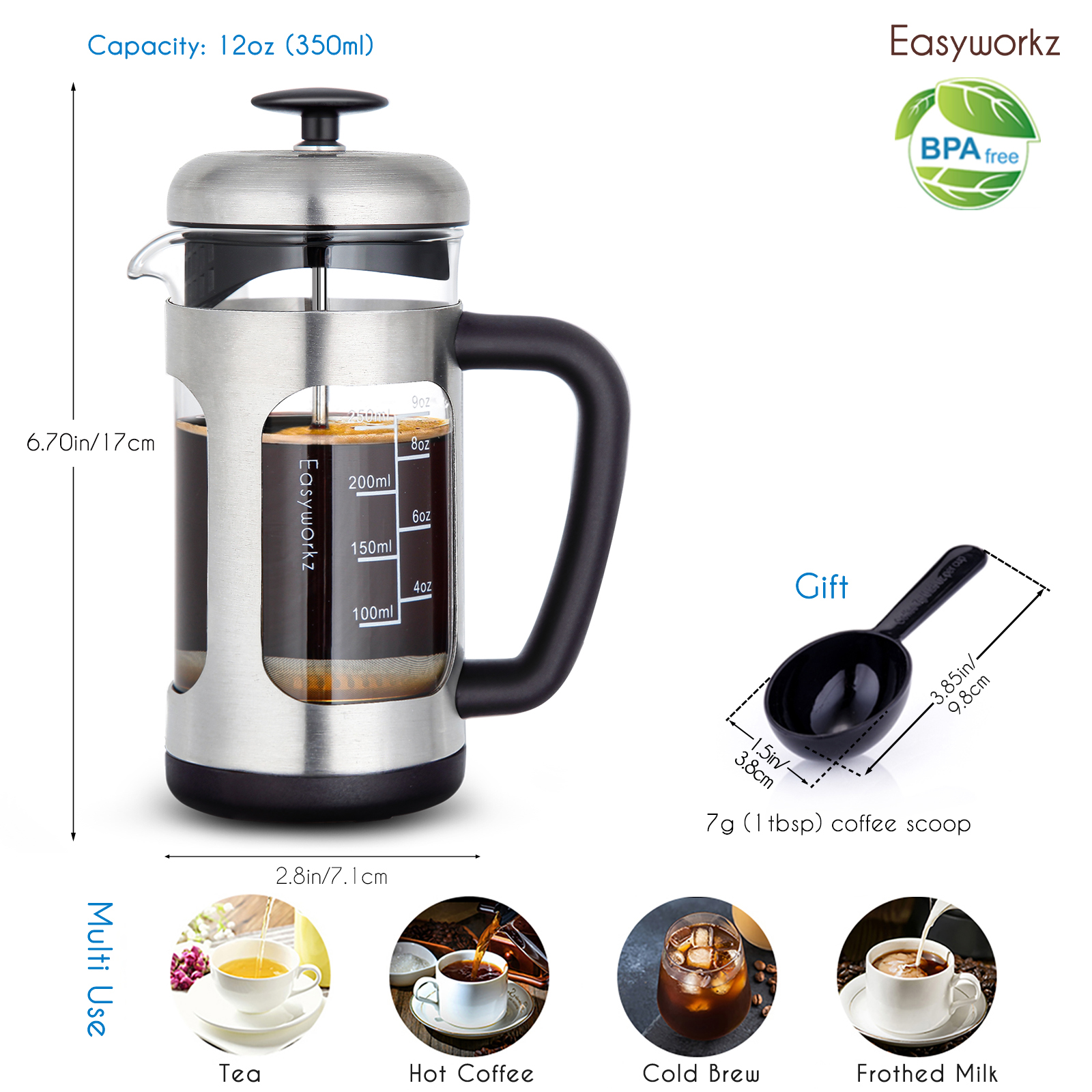 Easyworkz French Press  Coffee - French Press Glass 评论和价格
