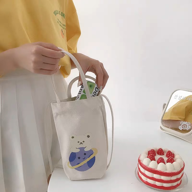 Print Canvas Water Bottle Bag  - Coffee Tea Name 评论和价格
