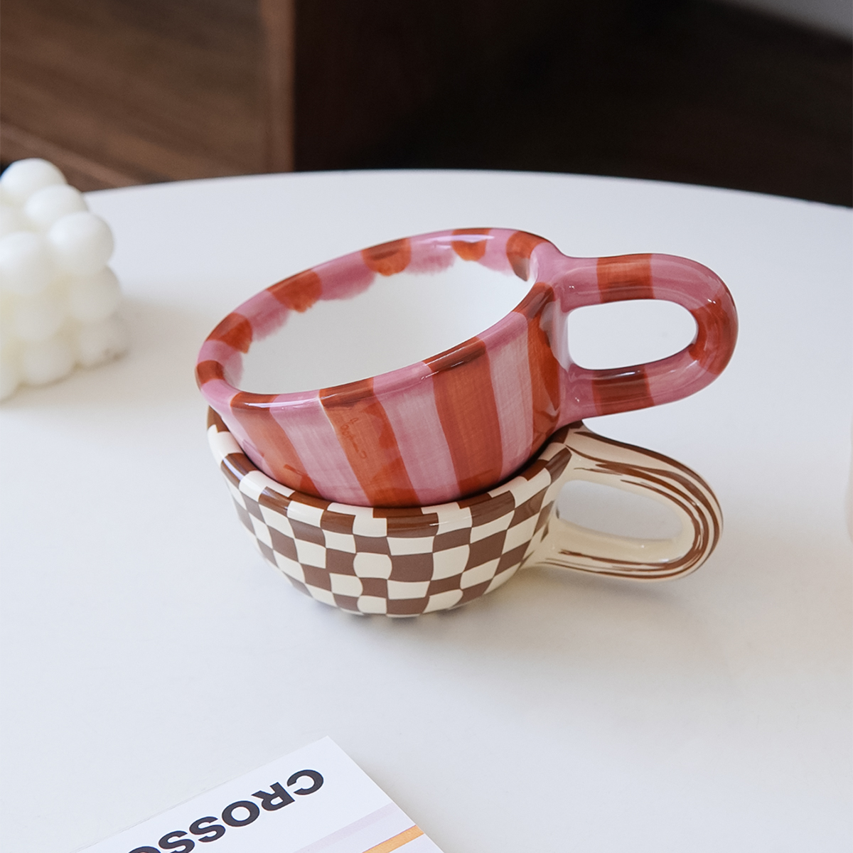 1Pc 220ml Checkerboard Ceramic - Coffee Tea Flask 评论和价格