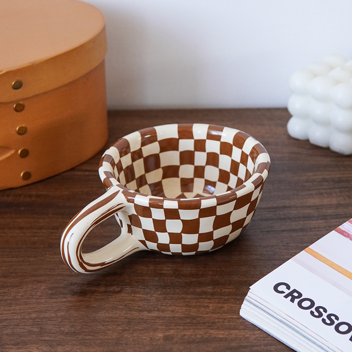 1Pc 220ml Checkerboard Ceramic - Coffee Tea Flask 评论和价格