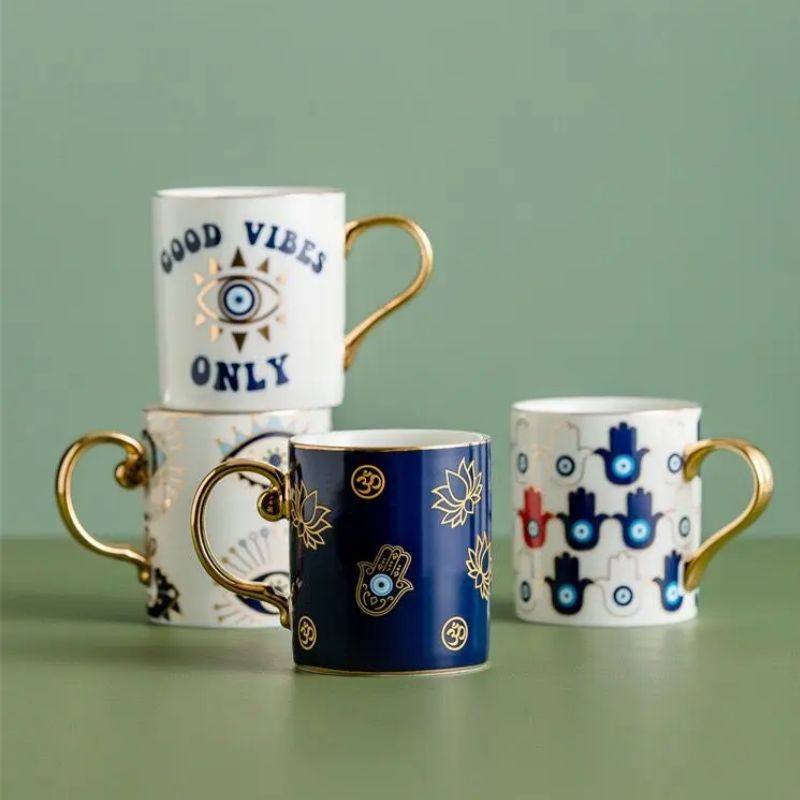 Blue Eye Coffee Cup Devil's Ey - Coffee Tea Flask 评论和价格