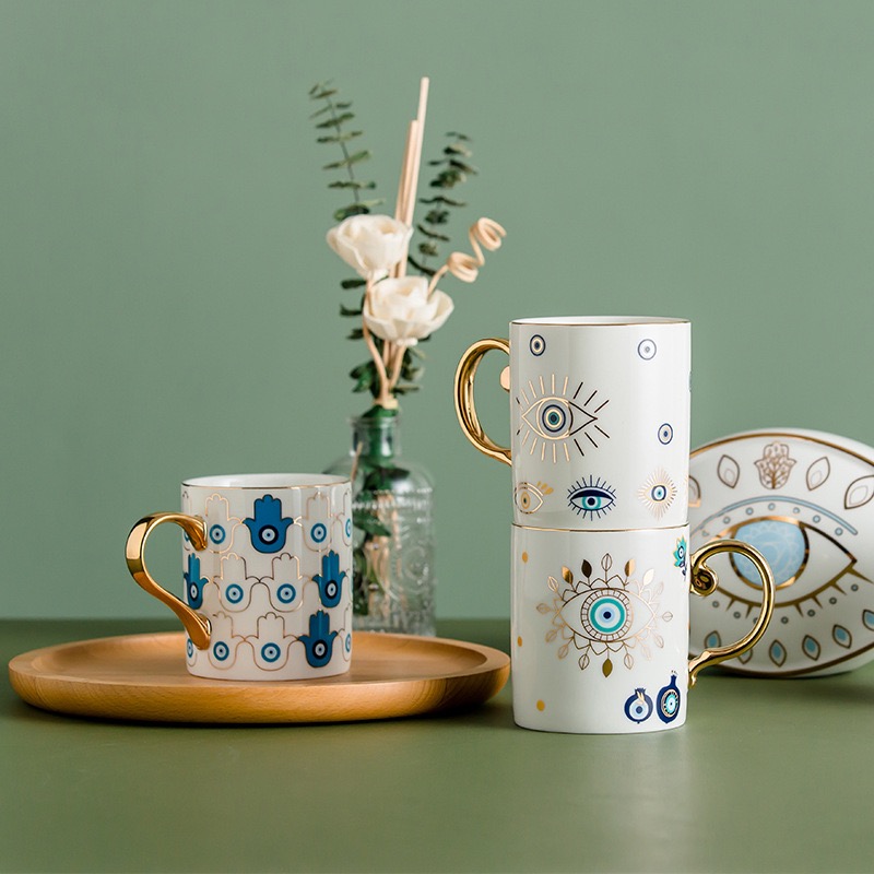 Blue Eye Coffee Cup Devil's Ey - Coffee Tea Flask 评论和价格