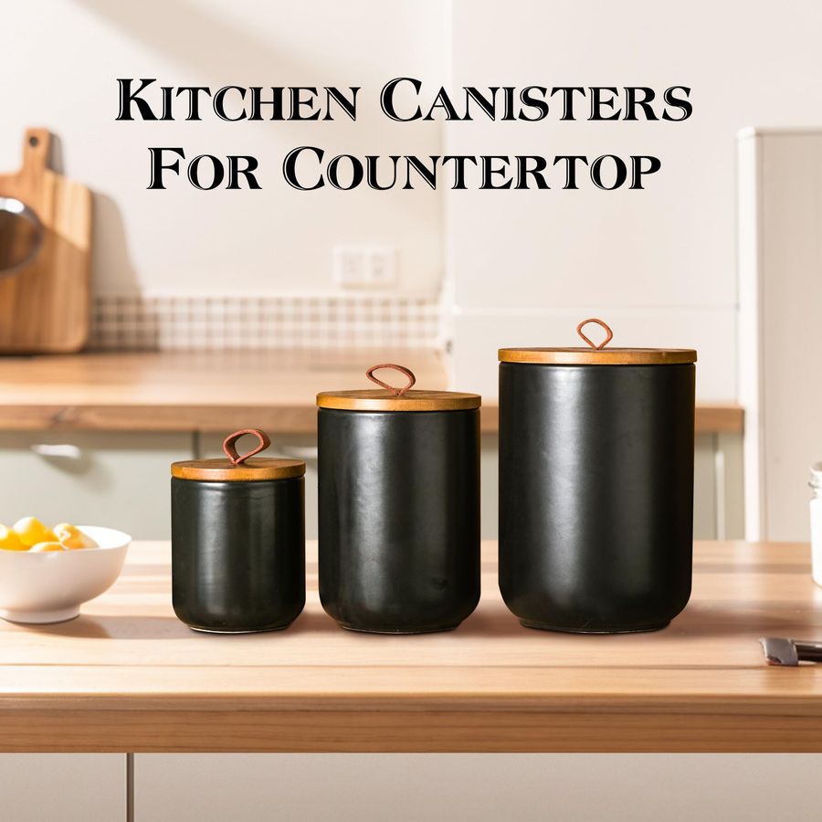 Black Ceramic Canister Set wit - Coffee Tea And Sugar Set 评论和价格