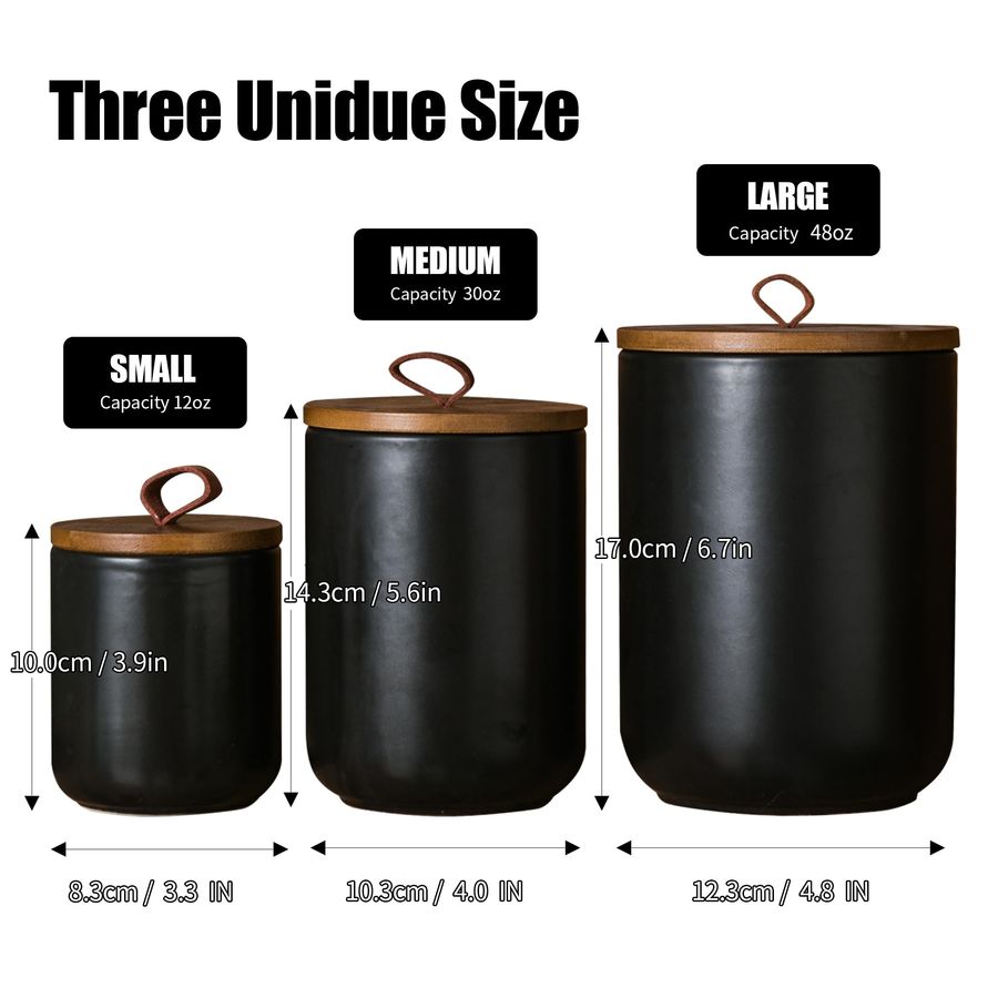 Black Ceramic Canister Set wit - Coffee Tea And Sugar Set 评论和价格