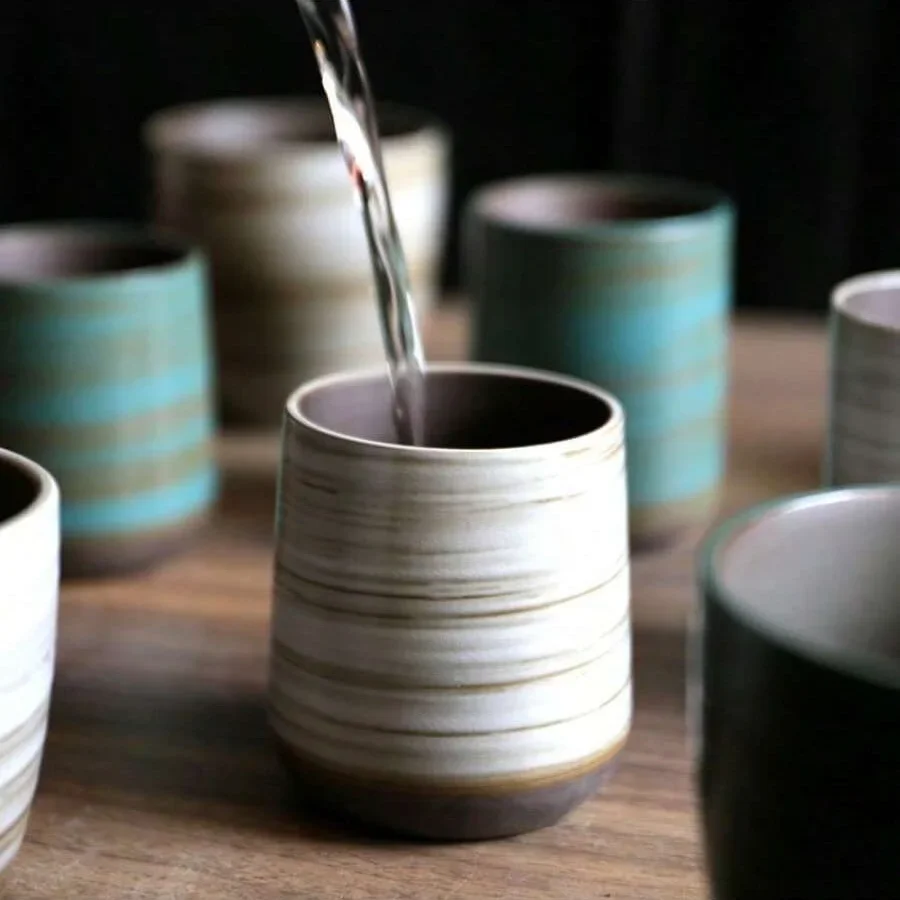 Hand-Painted Crackle Glaze Sto - Coffee Tea Flask 评论和价格