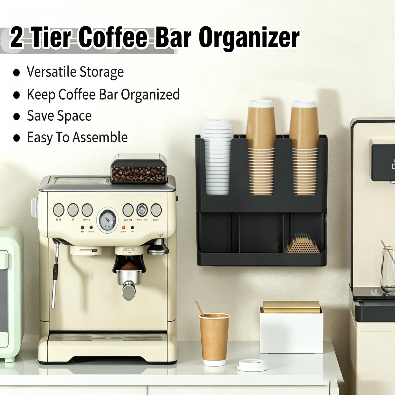 Coffee Bar Organizer 6-Compart - Tea Coffee Set Up 评论和价格